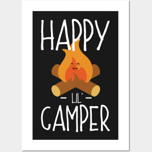 Happy Lil (Little) Camper - Camping Campfire Cartoon Posters and Art